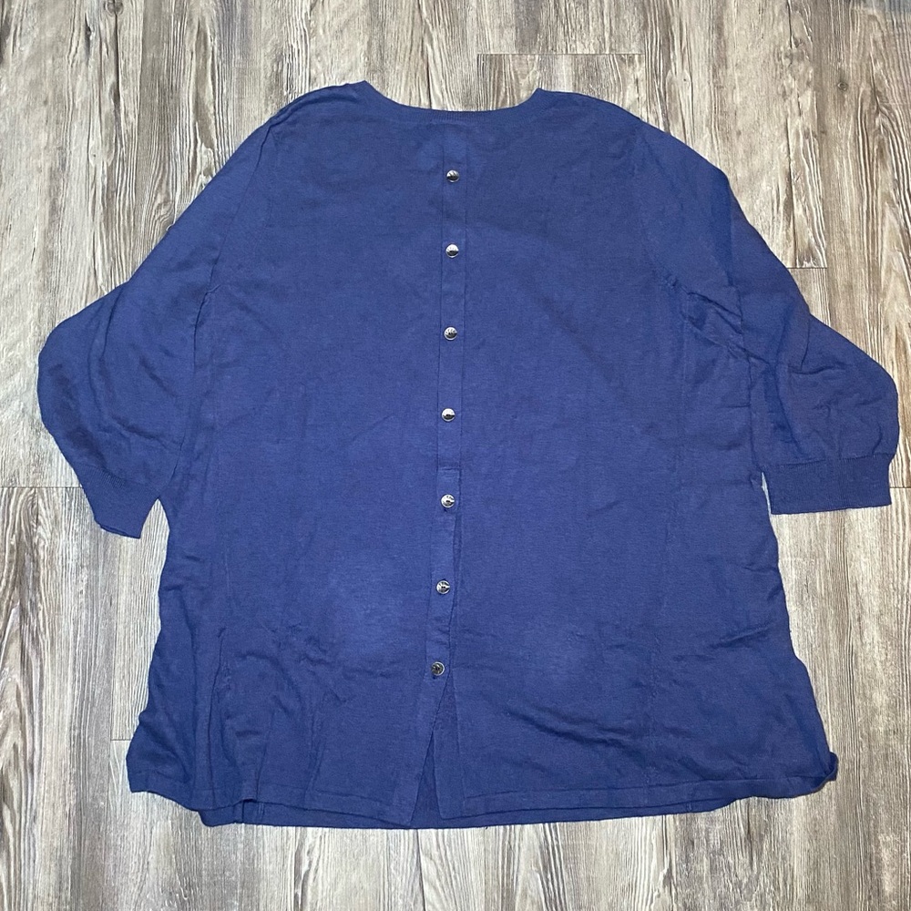 Susan Graver Modern Essential Blue Knit Button Down Top Women’s Size 1X EUC - Picture 2 of 7